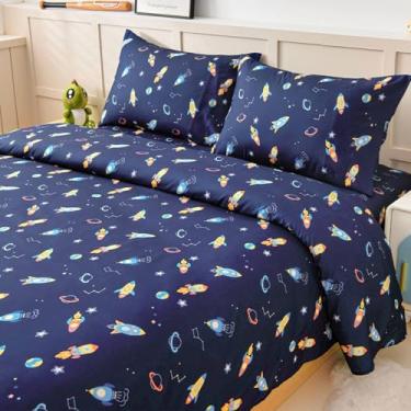 Imagem de Swiftify Jogo de lençol Queen para crianças, meninos e meninas, conjunto de lençol com 4 peças para adolescentes, meninos e meninas, bolso profundo de microfibra, resistente a rugas e desbotamento