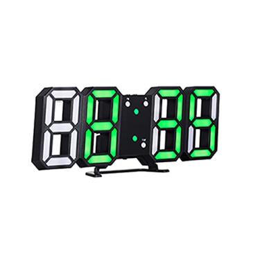 Imagem de Relógio Digital LED 3D de Mesa Eletrônico Despertador Relógios Parede com Display Iluminado Gabinete Plástico Alimentado por USB Bateria Botão Cell