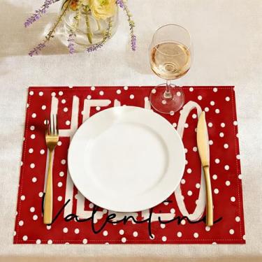 Imagem de 2 peças de jogo americano de dia dos namorados, tapetes antiderrapantes resistentes ao calor de 30,5 x 45,7 cm para mesa de jantar, aniversário sazonal, festas de fim de ano, decoração de jantar