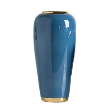 Imagem de Vaso azul de cerâmica retrô moderno para casa, sala de estar, arranjador de flores, decoração de mesa, vaso de porcelana chinesa, centros de mesa