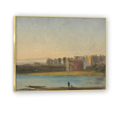 Imagem de NHLDZYH Moldura dourada. Reprodução de arte famosa de J.C. Dahl, arte em tela de paisagem romântica nórdica, decoração de parede elegante para sala de estar, escritório, pronto para pendurar. (Vista