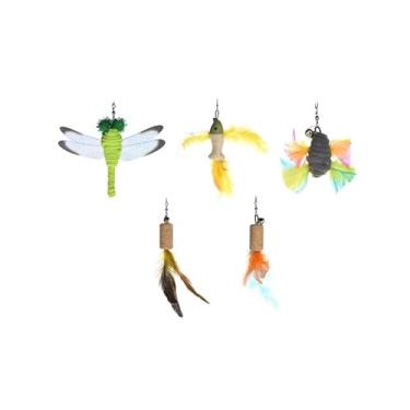 Imagem de 5 peças de Recarga Substituição Penacho para Brinquedo Gato com Sino Interativo Brincadeira e Exercício Engraçado Bonito Varinha Captura Pet Design Criativo Econômico Seguro Sem Cheiro