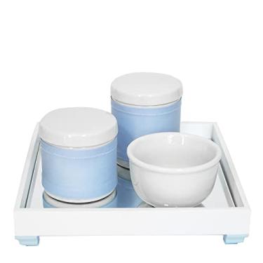 Imagem de Kit Higiene Bebê Completo Algodão Porcelanas Molhadeira Azul