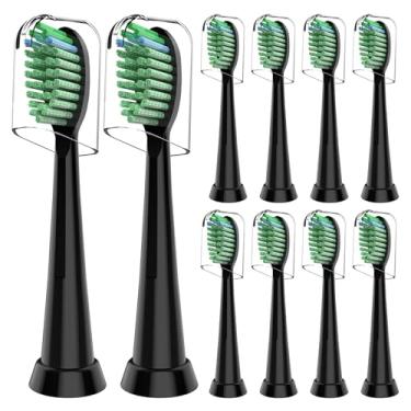 Imagem de Cabeças de substituição de escova de dentes compatíveis com escova de dentes elétrica TAO Clean Sonic - Cabeças de escova de clareamento de cuidados diários compatíveis com Taoclean, preto