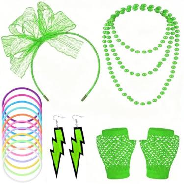 Imagem de Conjunto de acessórios para fantasia de fantasia anos 80 anos 80, Verde, P