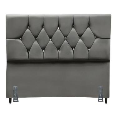 Imagem de Cabeceira Para Cama Solteiro 90 Cm Brenda Com Frame Suede Cinza - Blac