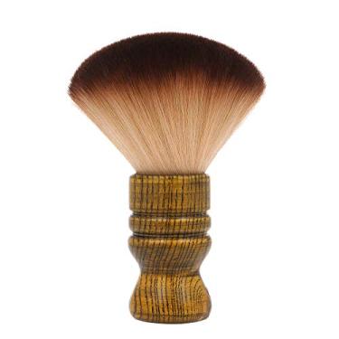Imagem de Pincel de maquiagem profissional limpeza cabelo do pescoço Ferramenta arrumação barbear e varrer para barbearia salão beleza com cabo madeira macio amigável à pele conveniente usar limpar