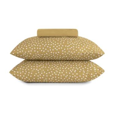 Imagem de Jogo de Cama Simples Malha Fio Penteado 100% Algodão - Bits Amarelo - Queen