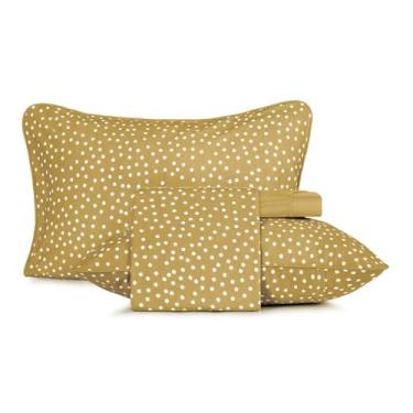 Imagem de Jogo de Cama Completo Malha Fio Penteado 100% Algodão - Bits Amarelo - Casal