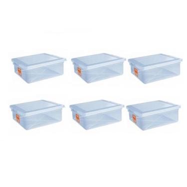 Imagem de 6 Caixas Plásticas Com Tampa Organizadora Multi Uso 8 Litros - Pleion