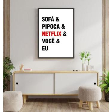 Imagem de Quadro Decorativo Sofá, Pipoca, Netflix, Você, Eu 45X34Cm