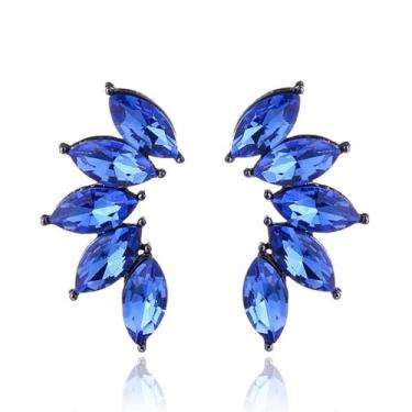 Imagem de MALOYANVE Brincos de cristal com asas de anjo elegantes e brilhantes, boêmios, feitos à mão, vintage, lágrima, cinco cristais, joias de casamento, presentes para mulheres, Cristal, Sem pedra preciosa