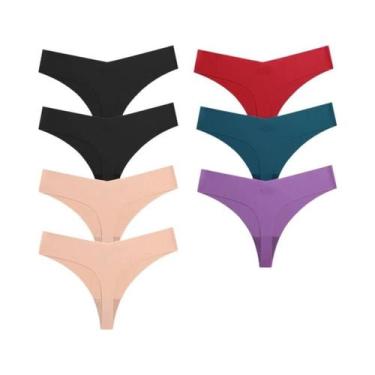 Imagem de Calcinhas De Seda Sem Costura Sexy Para Mulheres, 7 Peças, Tanga Elást