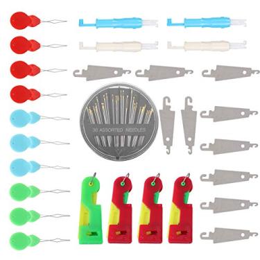 Imagem de GLOGLOW Conjunto de Enfiador de Agulha de Fio de Latão Enfiador de Agulha Automático, Ferramenta de de Costura Manual para Máquinas de Costura Domésticas, Couro, Jeans, Seda, Lona e Máquina de de Algodão e Seu