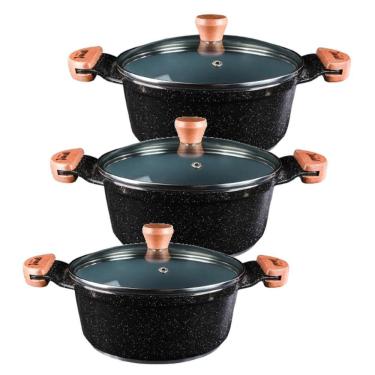 Imagem de Jogo Panela Preto Liso Antiaderente Cerâmica Javali Am 26A30