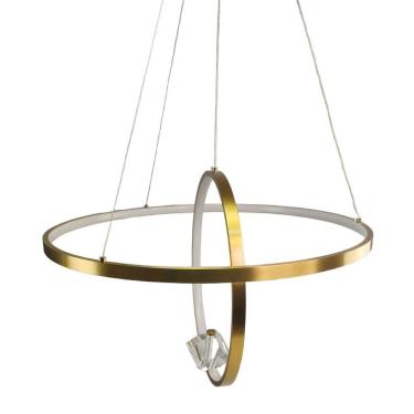 Imagem de Luminaria Lustre Pendente 2 Aneis Arcos Planeta Infinito Decoraçao Luxo Design Moderno Casa Restaura