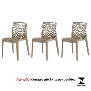Imagem de Kit 3 Cadeiras Gruvyer Nude Sala Cozinha Jantar