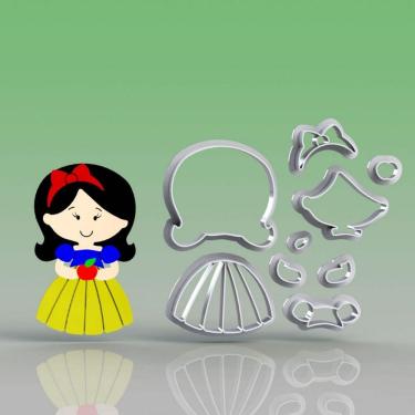 Imagem de Cortador Branca De Neve Cabelo Comprido Modular Tamanho 10Cm