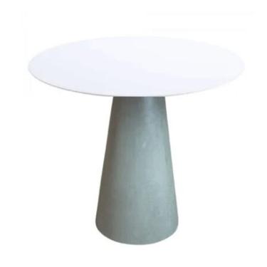 Imagem de Mesa De Apoio Cone Cimento Queimado - Tampo Laqueado 60 Cm Altura 60 Cm Cor Branco