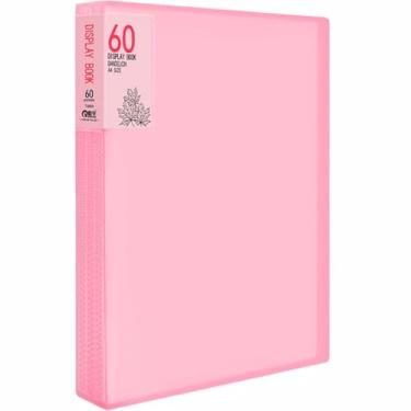Imagem de Fichário de 60 bolsos com mangas de plástico, visor A4, 60 páginas com protetores de folha transparente, livro de apresentação de portfólio para obras de arte, fichário organizador de documentos, rosa