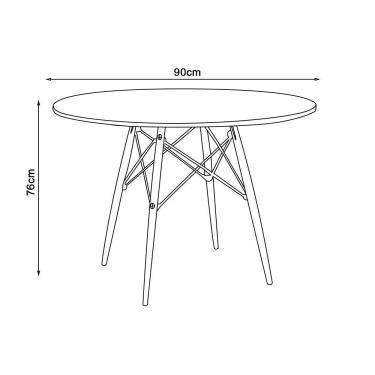 Imagem de Mesa Eiffel90Cm Branca Base Madeira Maciça Branco