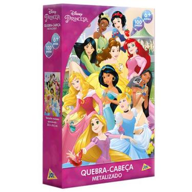 Imagem de Quebra Cabeça Disney Princesas Metalizado Infantil 100 Peças - Toyster
