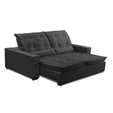 Imagem de Sofa Retratil Reclinavel 2 Lugares 1,80m Atlantis Veludo Cinza Grafite Lansofbr