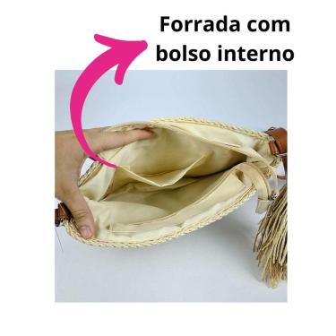 Imagem de Bolsa De Palha Artesanal Feminina Tiracolo Com Alça Transversal Moda Praia Verão Com Pom Pom azul