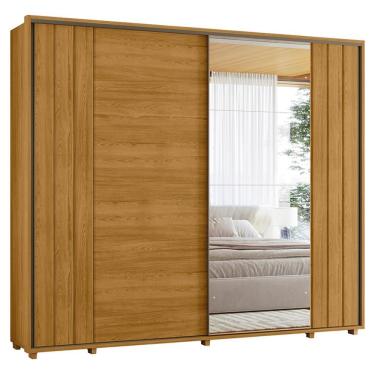 Imagem de Guarda Roupa Casal Dali 2 Portas Deslizante Com Espelho 278 Cm Cumaru Madetec Cumaru