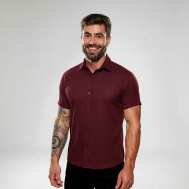 Imagem de Camisa Social Branca Lisa Masculina Manga Curta Slim Fit - Mitchelgutt