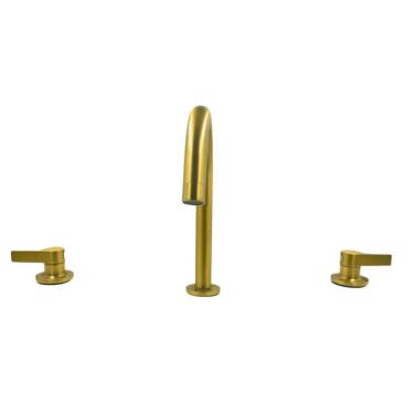 Imagem de Torneira Moderna Duplo Comando Bica Alta Cilíndrica Dourado