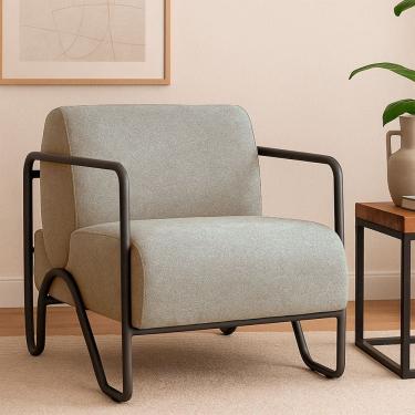 Imagem de Poltrona Medelin com Pe em Metal Movellu Home