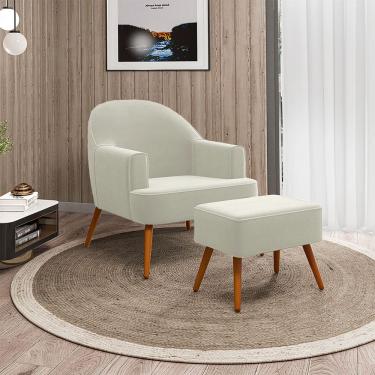 Imagem de Poltrona Agata com Puff Madeira Eucalipto Movellu Home