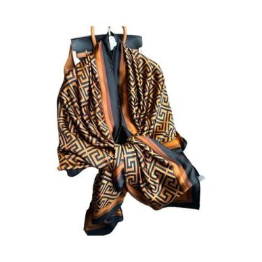 Imagem de Lenço De Seda Luxuoso Feminino 180x90CM Estampa Fashion Xale Longo Pro