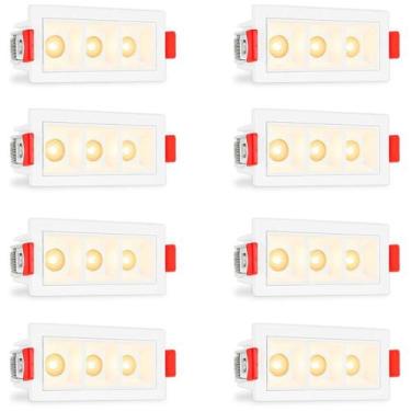 Imagem de 8 Mini Spot Led Triplo Downlight Embutir Pontual 3000K Bet90 - Acende 