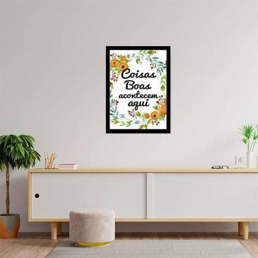 Imagem de Quadro Decorativo Coisas Boas Acontecem Aqui 34x23cm