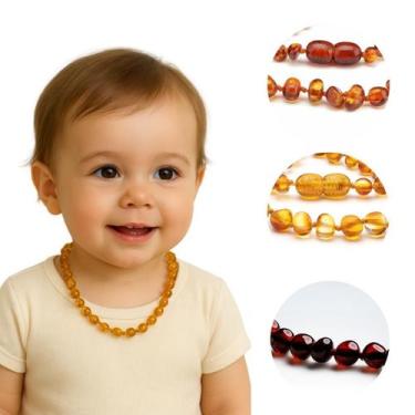 Imagem de Colar Âmbar Polido Báltico Infantil Importado 33Cm Cor Mel - Palaziun