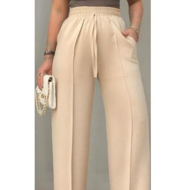 Imagem de Calça Feminina Pantalona Duna Wide Leg Com Elástico E Bolso - Tam. M -