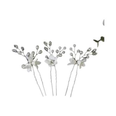 Imagem de Pentes De Cabelo Prateados E Dourados Para Noivas, Com Flores De Stras