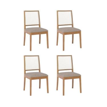Imagem de Kit 4 Cadeiras para Sala de Jantar Estofadas Marcela Freijó/Bege