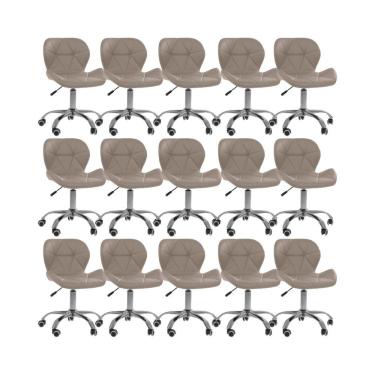 Imagem de Kit 15 Cadeiras Office Eiffel Slim Oficial Giratória Bege