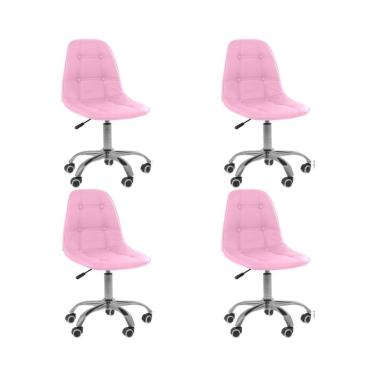 Imagem de Kit 4 Cadeiras Office Eiffel Botonê Ajustável Oficial Rosa