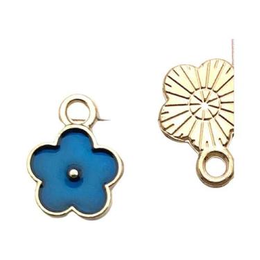 Imagem de Pingentes De Esmalte Azul Escuro 20 Peças: Estrela, Flor E Coração Par