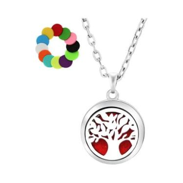 Imagem de Colar Difusor De Óleos Essenciais Árvore Da Vida Em Aço Inoxidável Com