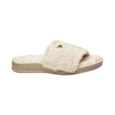 Imagem de Pantufa Feminina Aberta Em Lã Pegada Branca, Areia, 36