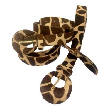 Imagem de Cinto Feminino Zebra Moda Couro Legitimo Aveludado Blogueira - Moda Bo