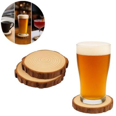 Imagem de Conjunto de 2 Descansos Porta Copo Bolacha Madeira 7cm - Floripa