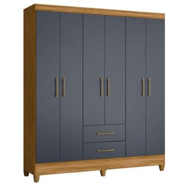 Imagem de Guarda Roupa Casal Panamá 6 Portas Freijó Cinza - Moval