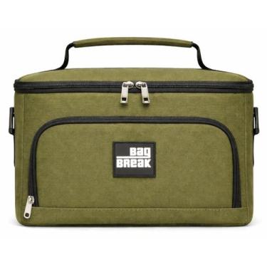 Imagem de Bolsa Bag Térmica de levar Marmita fitness Verde Escuro Textura Grossa