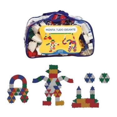 Imagem de Brinquedo Pedagógico Peças Encaixe Monta Tudo Gigante 200 Un - Sonho d